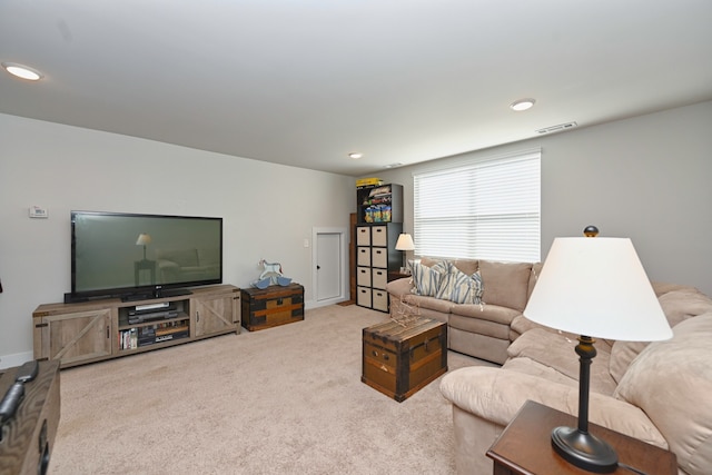 living room featuring carpet