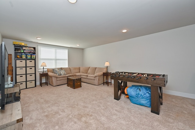 living room with carpet