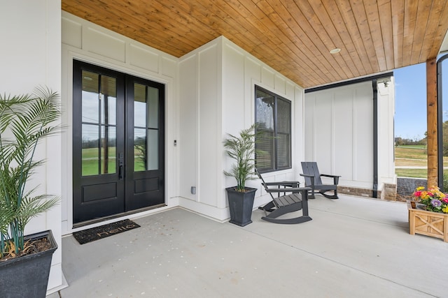 doorway to property with french doors