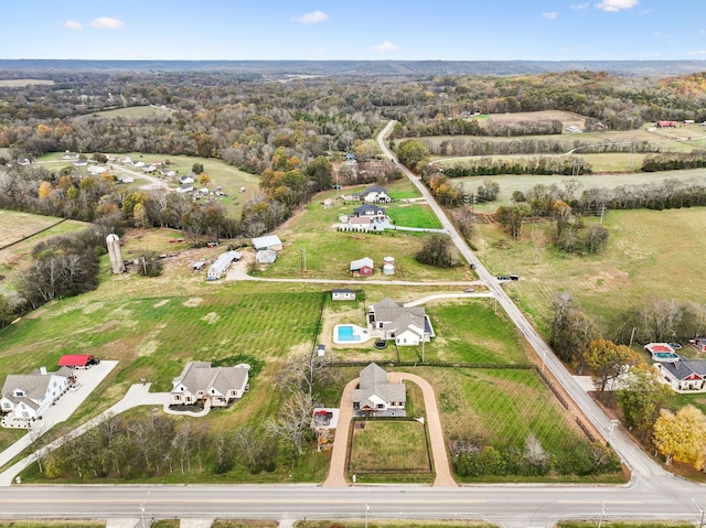 aerial view featuring a rural view