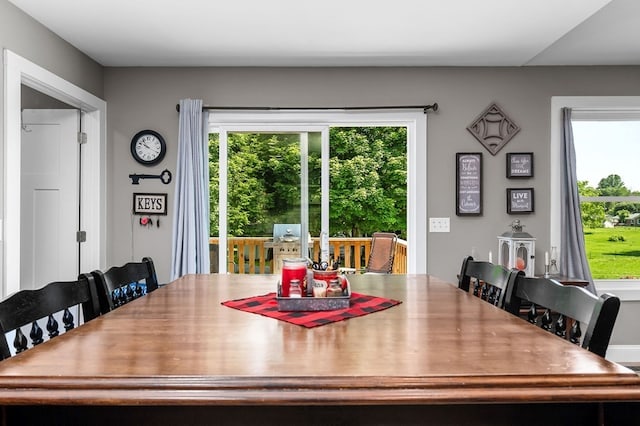 dining space with a healthy amount of sunlight