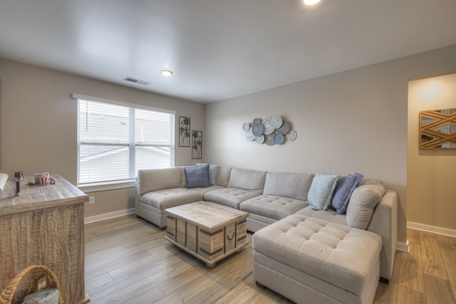 living room featuring light hardwood / wood-style floors