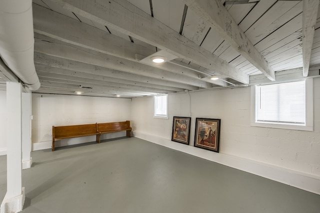 basement with plenty of natural light