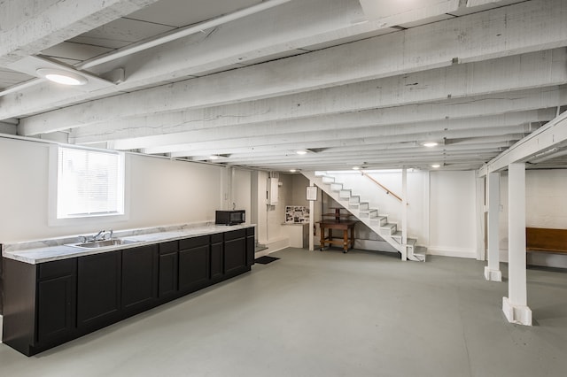 basement with sink