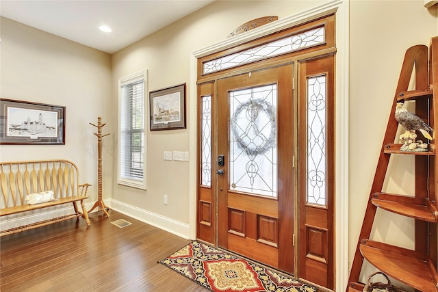 entrance foyer with dark wood-type flooring