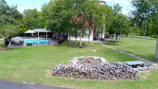 exterior space with a community pool and a patio area