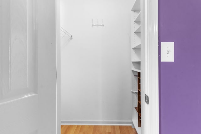 spacious closet with light hardwood / wood-style flooring