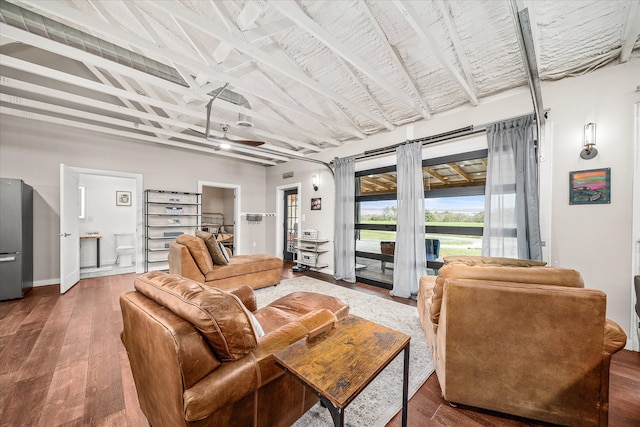 living room featuring dark hardwood / wood-style floors