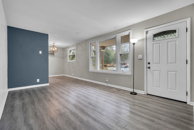 foyer with wood-type flooring