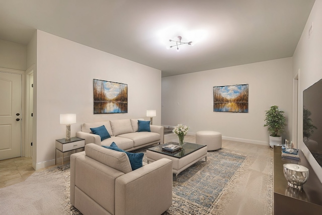 view of tiled living room