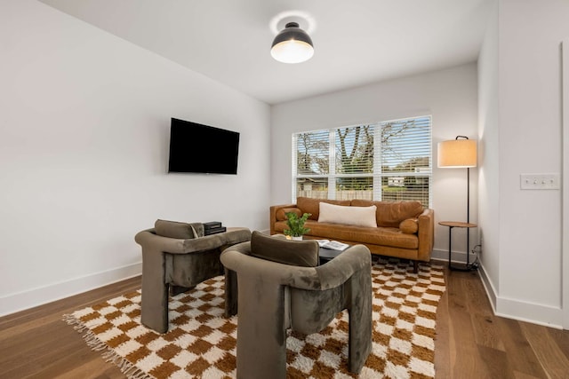 living room featuring dark hardwood / wood-style floors