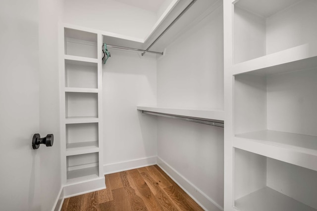 walk in closet with hardwood / wood-style flooring