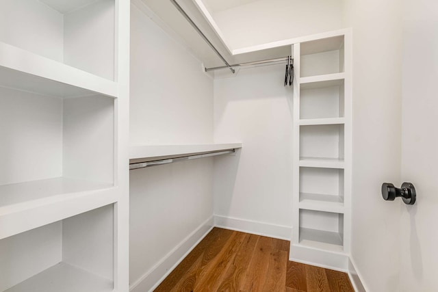 walk in closet with hardwood / wood-style flooring