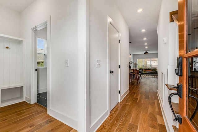 hall featuring light wood-type flooring