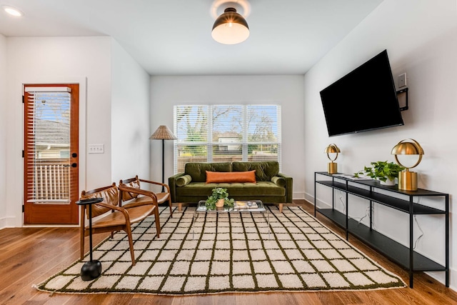 sitting room featuring hardwood / wood-style flooring