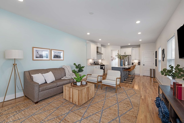 living room with light wood-type flooring