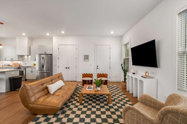 living room featuring light hardwood / wood-style flooring