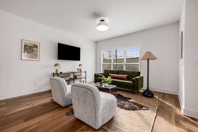 living room featuring dark hardwood / wood-style floors