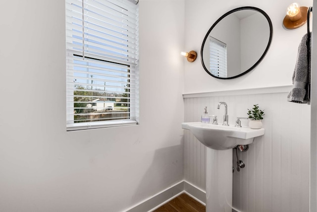 bathroom featuring hardwood / wood-style floors