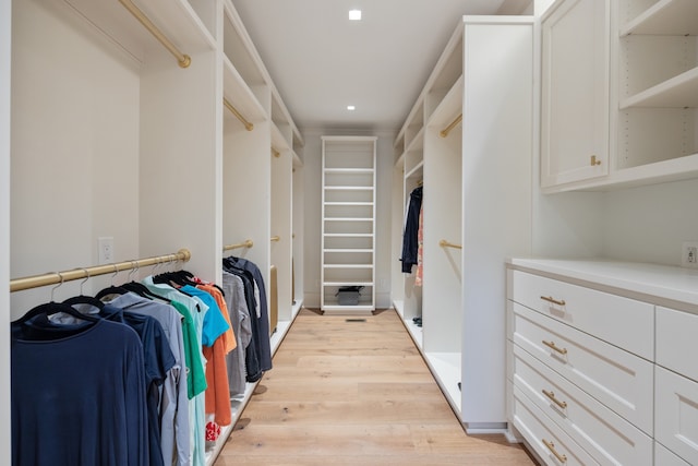 walk in closet featuring light hardwood / wood-style floors