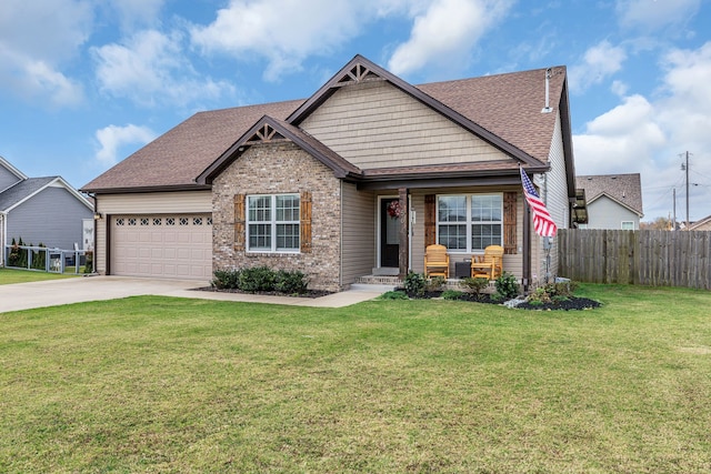 craftsman-style house with a garage and a front yard