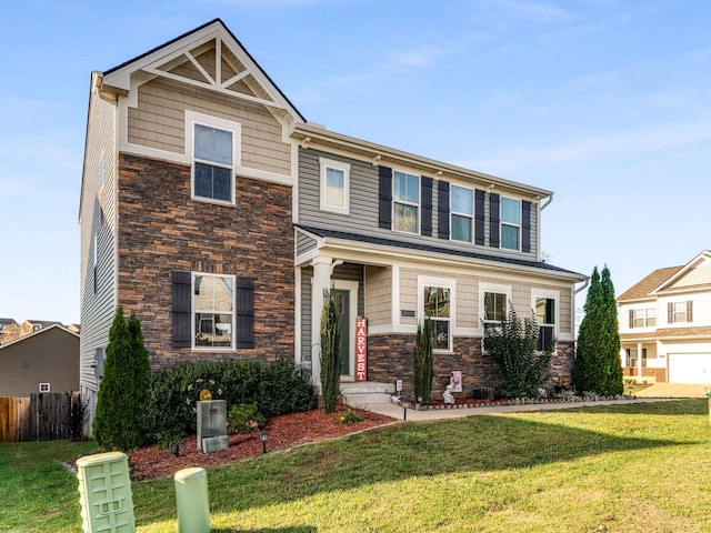 view of front of home with a front yard