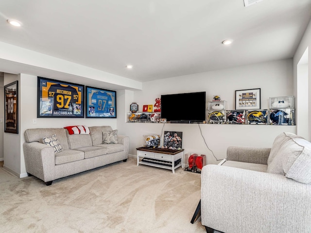 living room with carpet floors