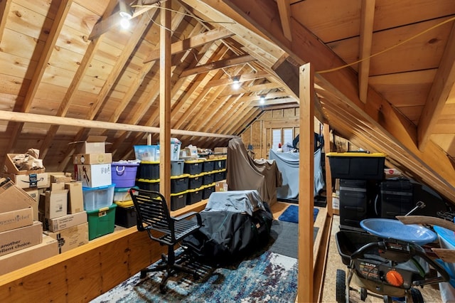 view of unfinished attic