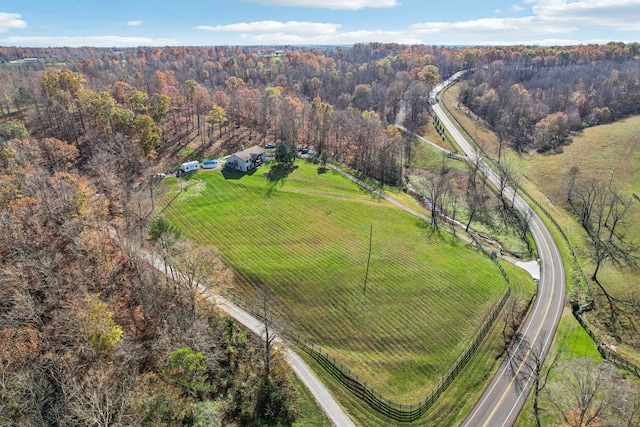 aerial view featuring a rural view