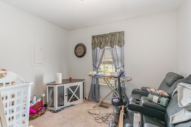 interior space featuring carpet flooring and visible vents