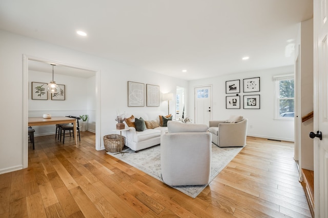 living room featuring light hardwood / wood-style floors