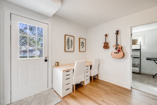 office area featuring light hardwood / wood-style floors