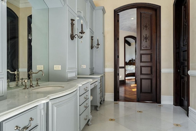 1050 Pine Creek Falls Rd, Smithville, TN 37166 - bathroom with vanity, tile patterned floors, and baseboards