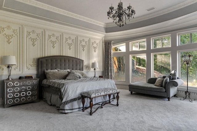 1050 Pine Creek Falls Rd, Smithville, TN 37166 - carpeted bedroom with a chandelier and crown molding