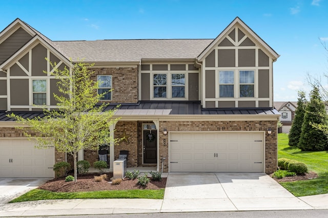 tudor home with a garage