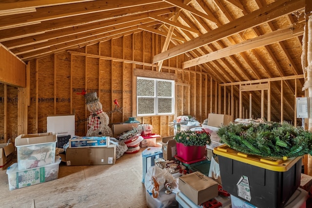 view of unfinished attic