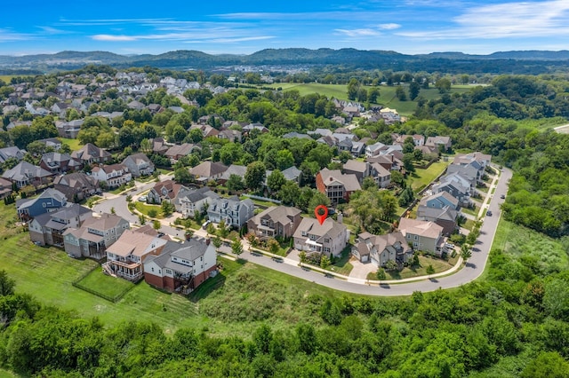 aerial view with a mountain view