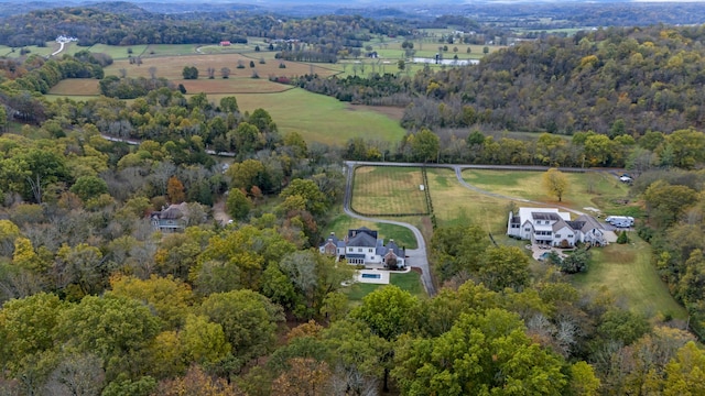 birds eye view of property with a rural view