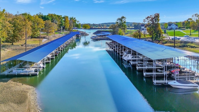 dock area featuring a water view