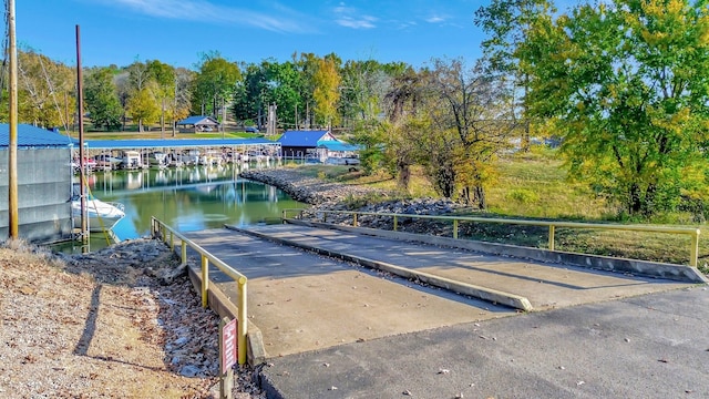 view of dock featuring a water view