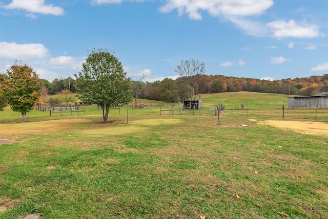 view of yard featuring a rural view