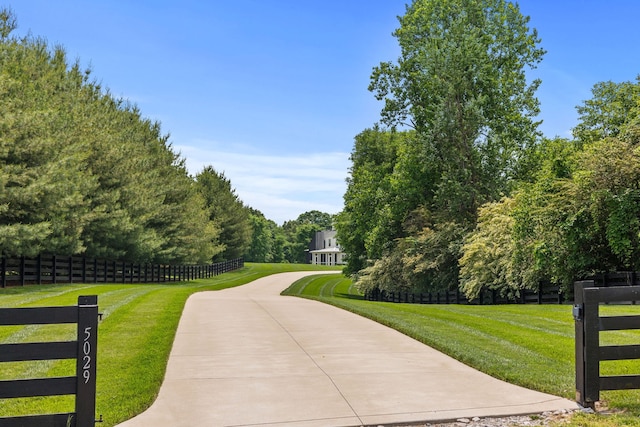 view of home's community with a yard