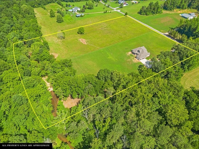 bird's eye view with a rural view