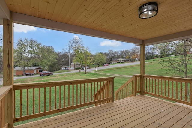 deck featuring a yard