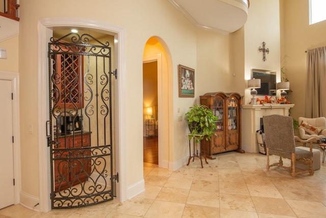 entrance foyer featuring light tile patterned flooring