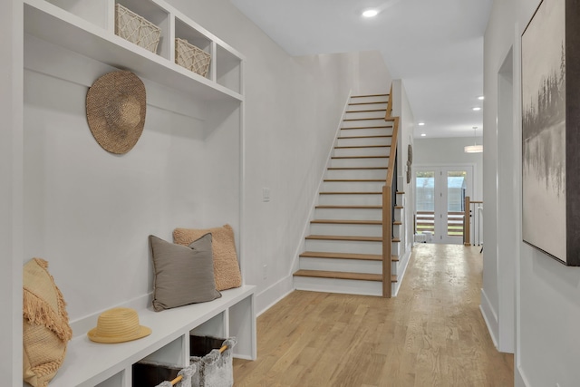 mudroom featuring light hardwood / wood-style flooring