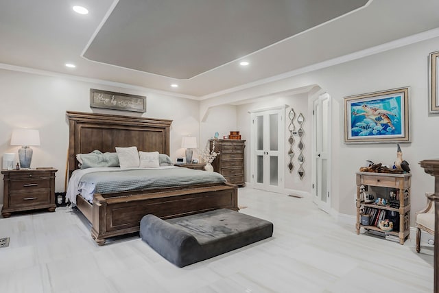 bedroom featuring crown molding