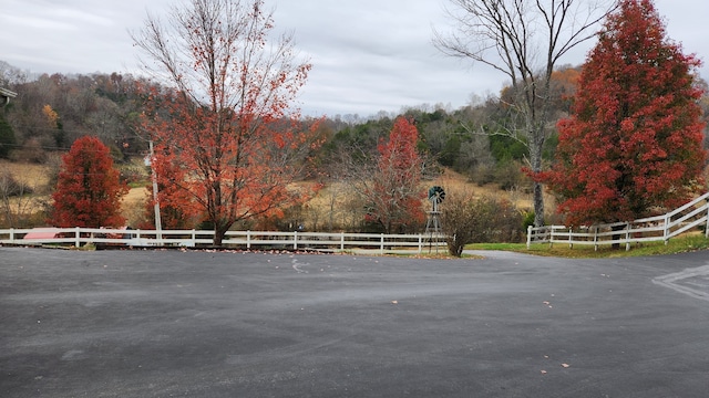 view of road with a rural view