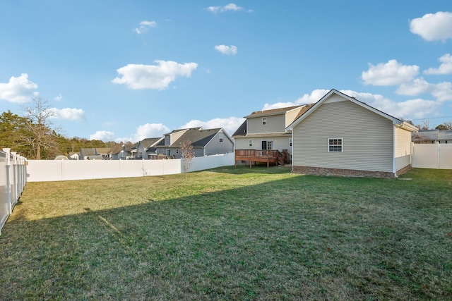 view of yard with a deck