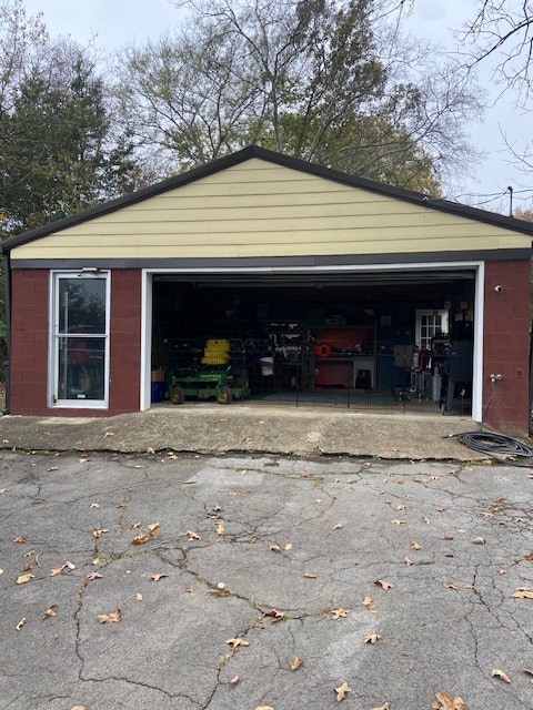 view of garage